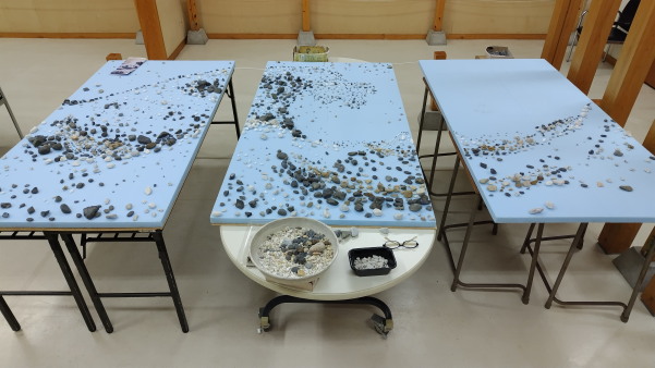 石で描く「葛飾北斎」