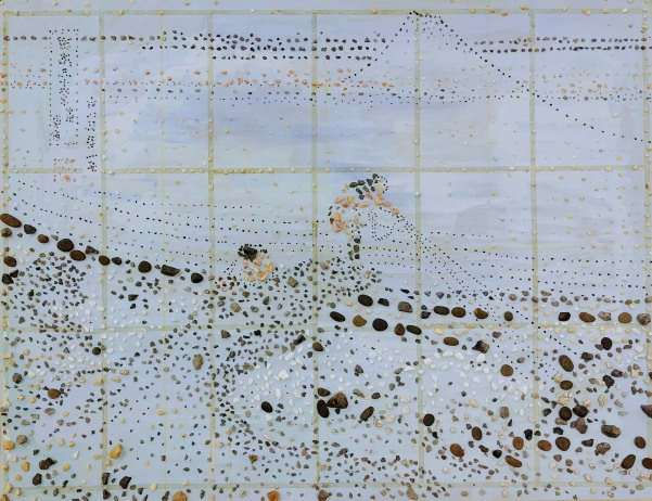 石で描く「葛飾北斎」